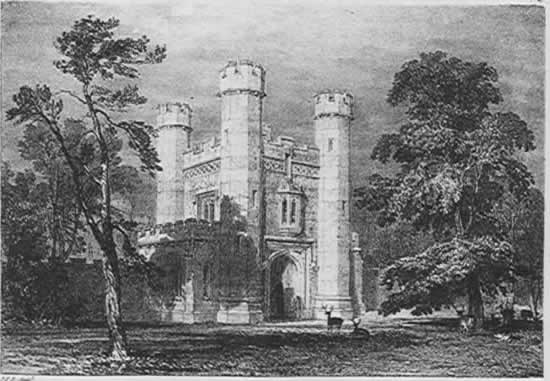 old english park entrance buildings.